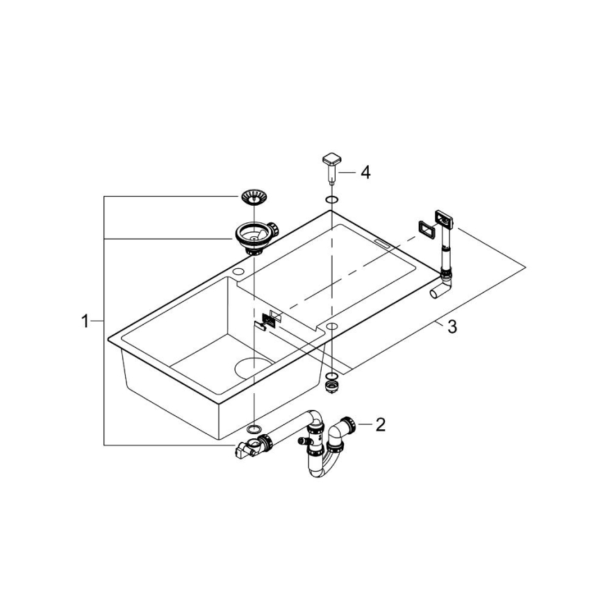 GROHE 31645AP0 - Dřez K500 1000 × 500 mm kámen/černá