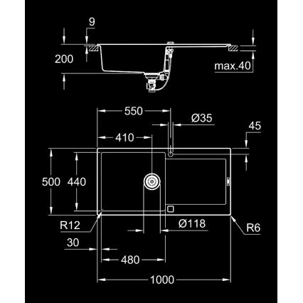 GROHE 31645AP0 - Dřez K500 1000 × 500 mm kámen/černá