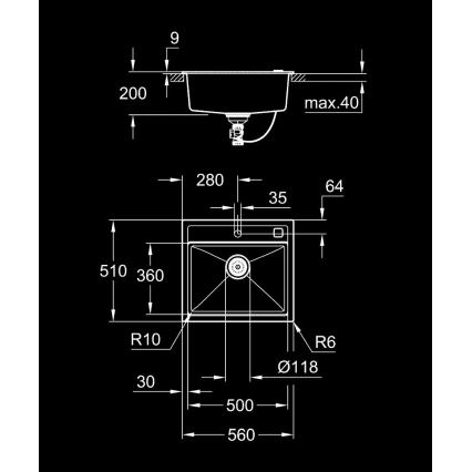 GROHE 31651AP0 - Kuchyňský dřez K700 560 × 510 mm granit/černá