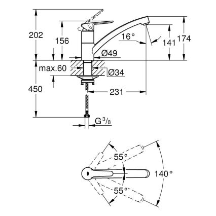 GROHE 31680000 - Dřezová baterie BAUECO lesklý chrom