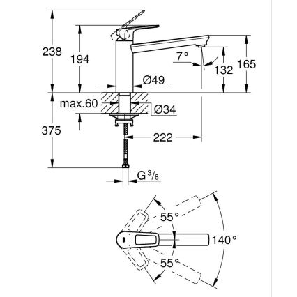 GROHE 31706000 - Dřezová baterie BAULOOP lesklý chrom