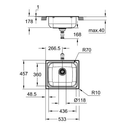 GROHE 31719SD0 - Kuchyňský dřez K200 533 × 457 mm nerez