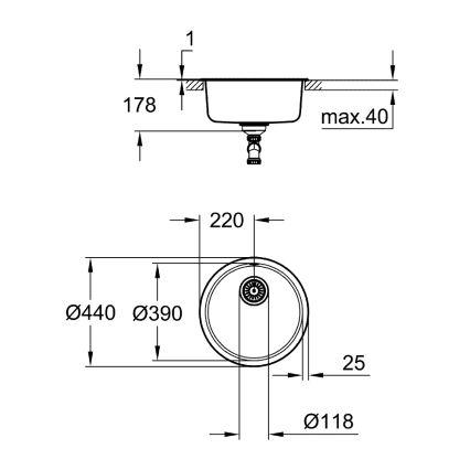 GROHE 31720SD0 - Dřez K200 440 x 440 x 180 nerez