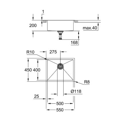 GROHE 31726SD0 - Kuchyňský dřez K700 550 × 450 mm nerez
