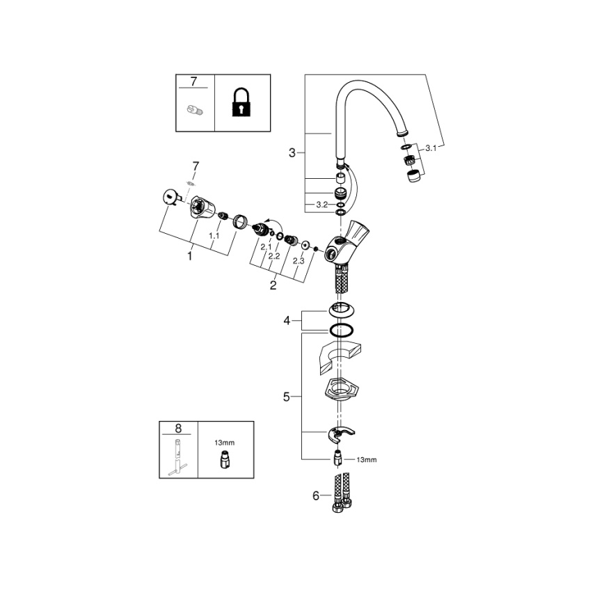 GROHE 31831001 - Dřezová baterie COSTA L lesklý chrom