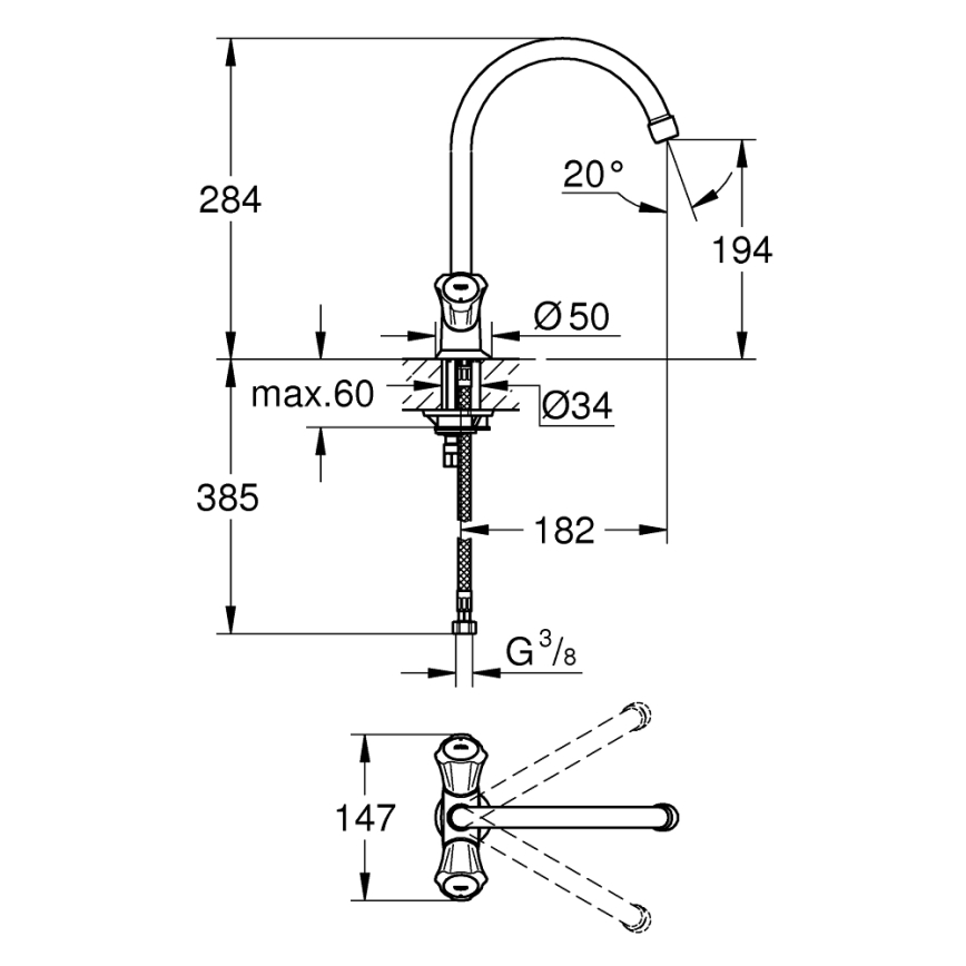 GROHE 31831001 - Dřezová baterie COSTA L lesklý chrom