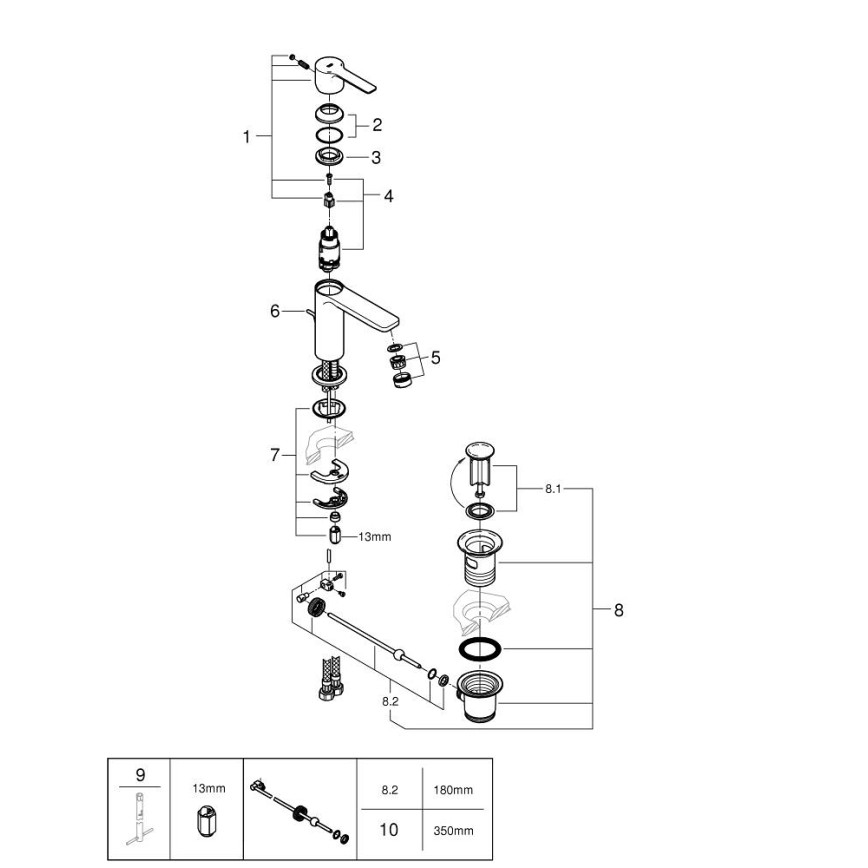 GROHE 32109GL1 - Umyvadlová baterie LINEARE velikost XS zlatá