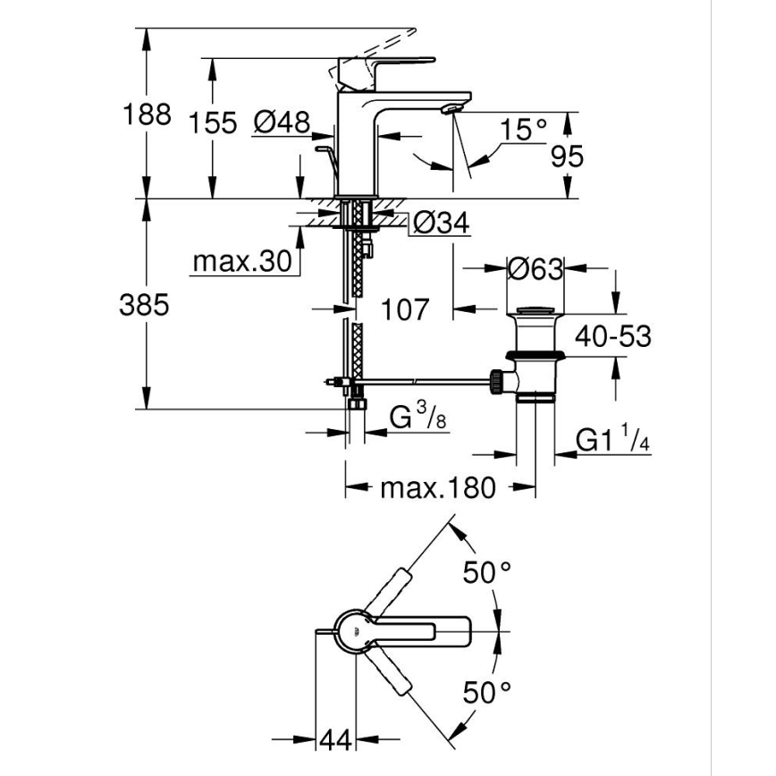 GROHE 32109GL1 - Umyvadlová baterie LINEARE velikost XS zlatá