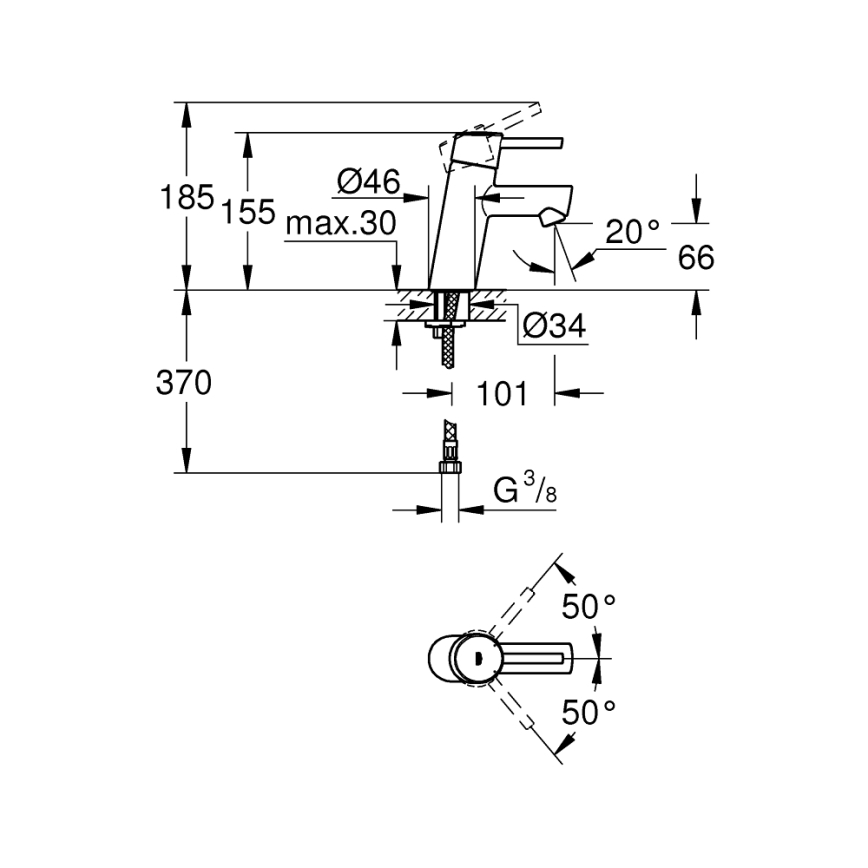 GROHE 3224010E - Umyvadlová baterie CONCETTO DN 15 lesklý chrom