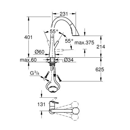 GROHE 32294002 - Dřezová baterie ZEDRA 401 mm lesklý chrom