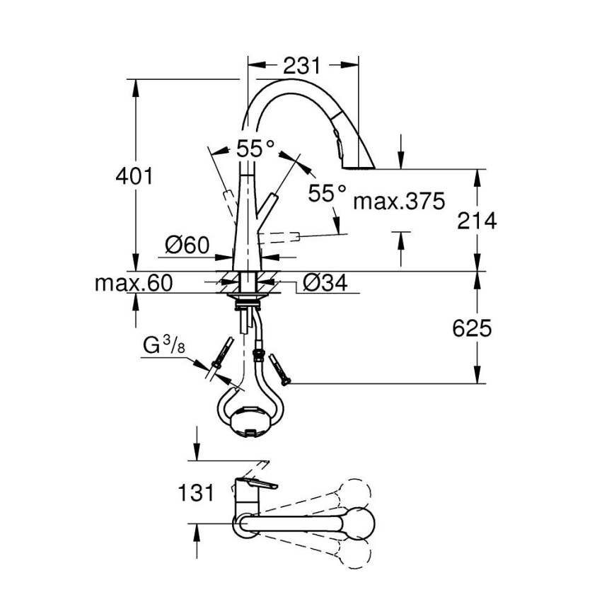 GROHE 32294DC2 - Dřezová baterie ZEDRA nerez