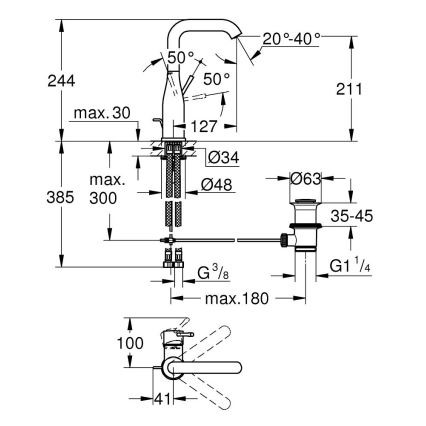 GROHE 32628GN1 - Umyvadlová baterie ESSENCE velikost L zlatá
