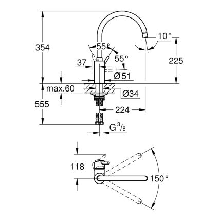 GROHE 32661003 - Dřezová baterie CONCETTO lesklý chrom