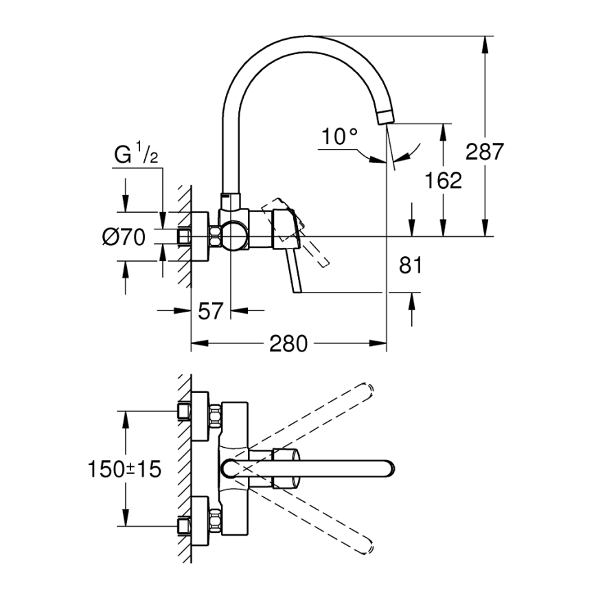 GROHE 32667001 - Dřezová baterie CONCETTO 280 mm lesklý chrom