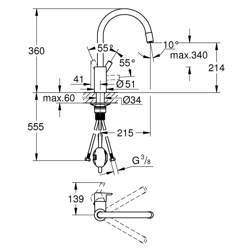 GROHE 32671002 - Dřezová baterie FEEL lesklý chrom