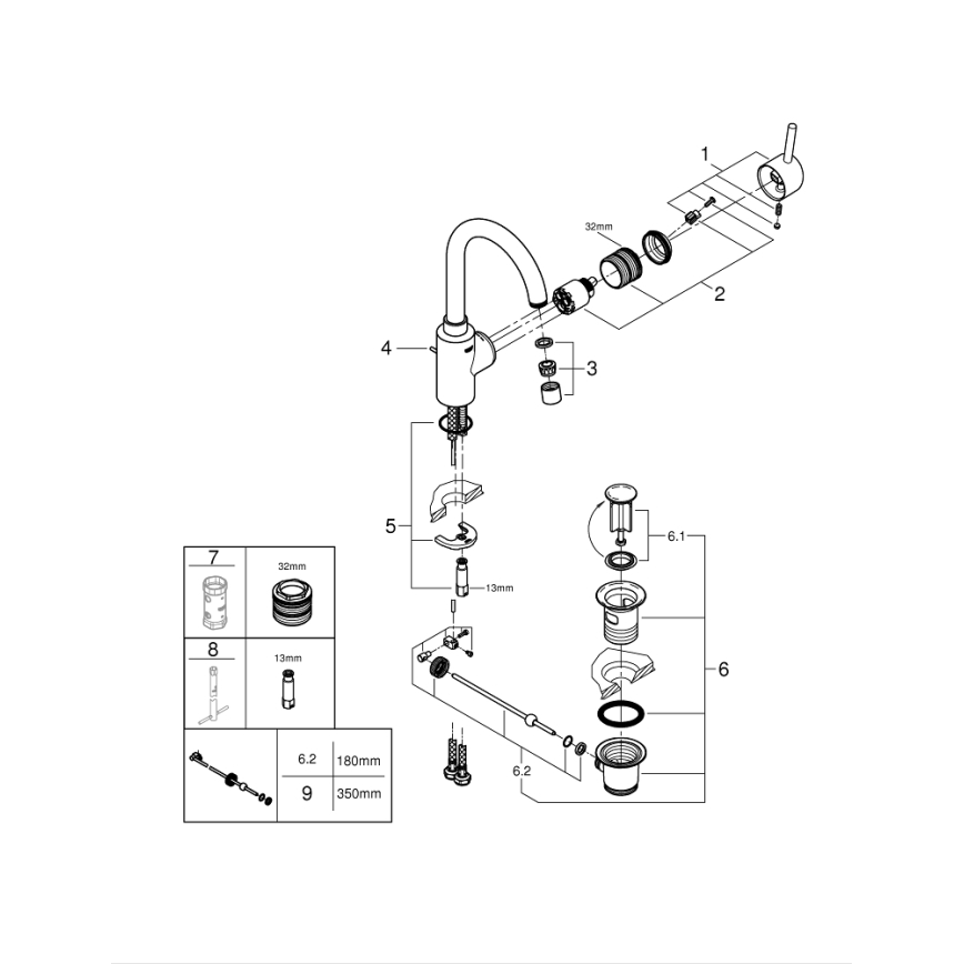 GROHE 32723001 - Umyvadlová baterie FEEL velikost L lesklý chrom