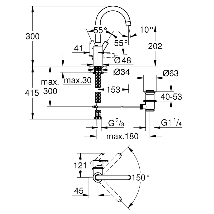 GROHE 32723001 - Umyvadlová baterie FEEL velikost L lesklý chrom