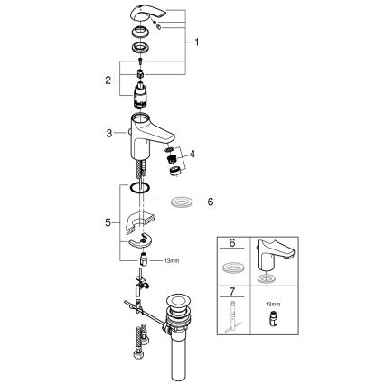 GROHE 32805000 - Umyvadlová baterie BAUCURVE DN 15 lesklý chrom