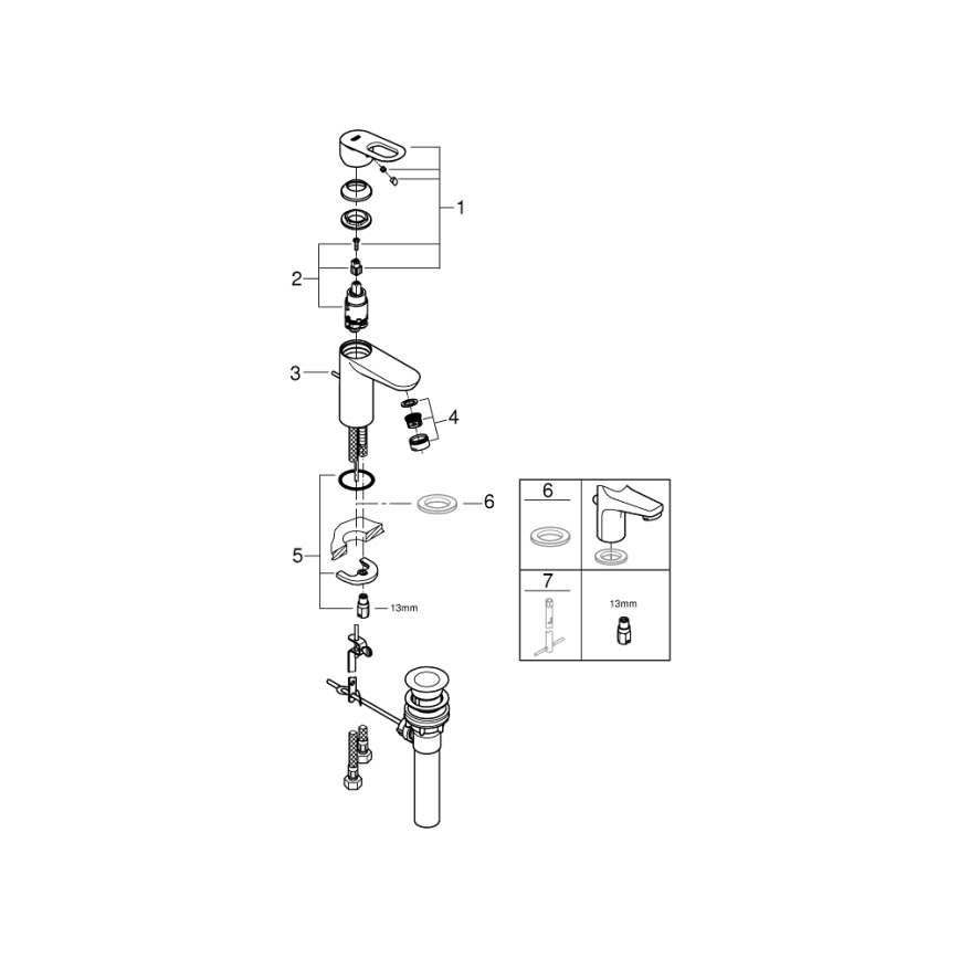 GROHE 32814000 - Umyvadlová baterie BAULOOP lesklý chrom