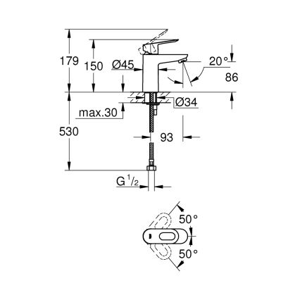 GROHE 32854000 - Umyvadlová baterie BAULOOP lesklý chrom