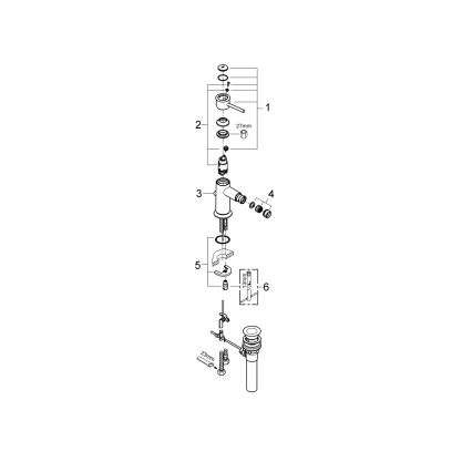 GROHE 32864000 - Bidetová baterie BAUCLASSIC lesklý chrom