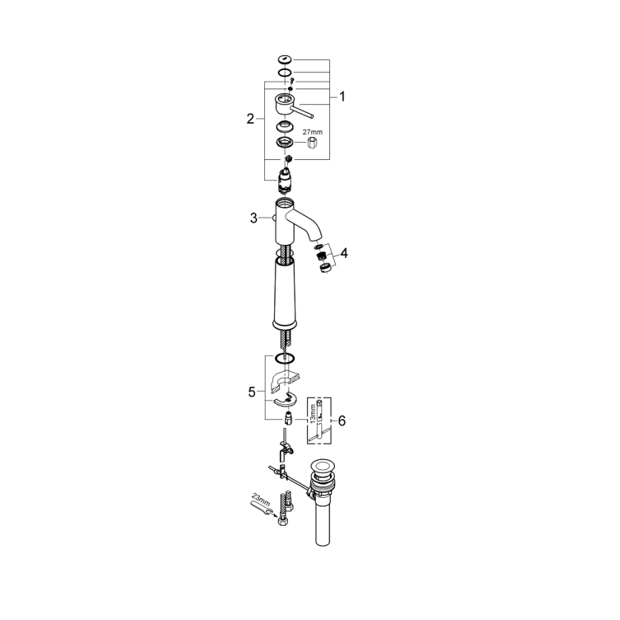 GROHE 32868000 - Umyvadlová baterie BAUCLASSIC DN 15 lesklý chrom