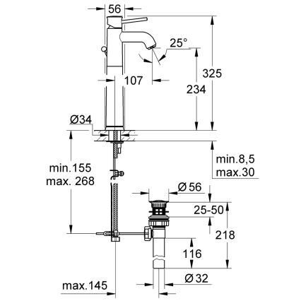 GROHE 32868000 - Umyvadlová baterie BAUCLASSIC DN 15 lesklý chrom