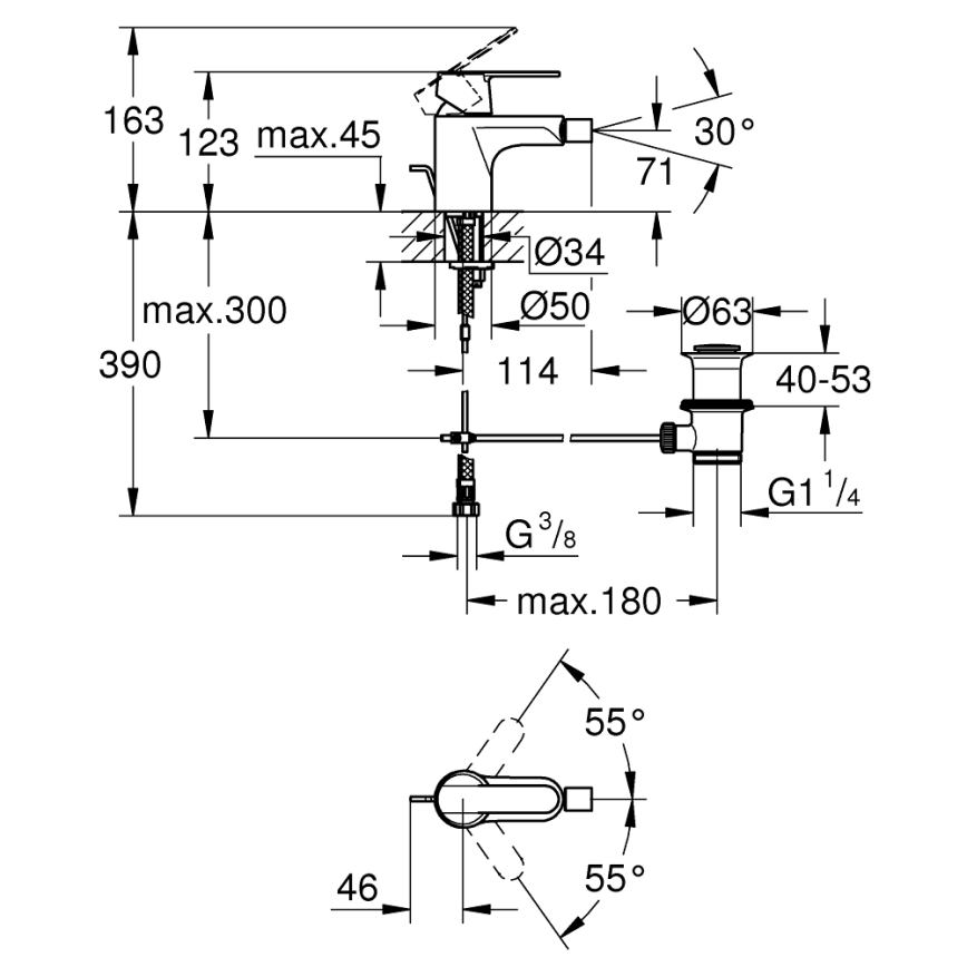 GROHE 32885000 - Bidetová baterie GET DN 15 lesklý chrom