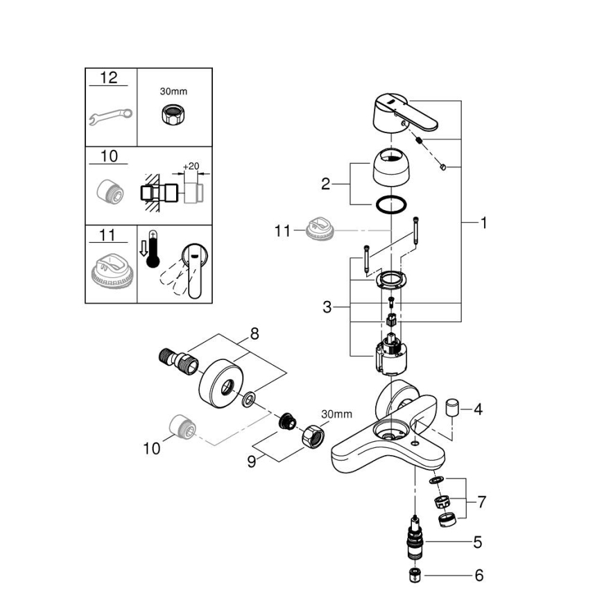 GROHE 32887000 - Vanová baterie GET DN 15 lesklý chrom