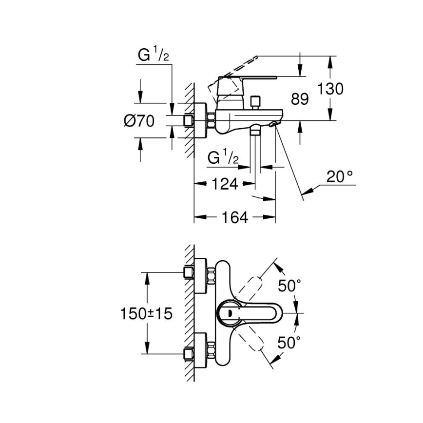 GROHE 32887000 - Vanová baterie GET DN 15 lesklý chrom
