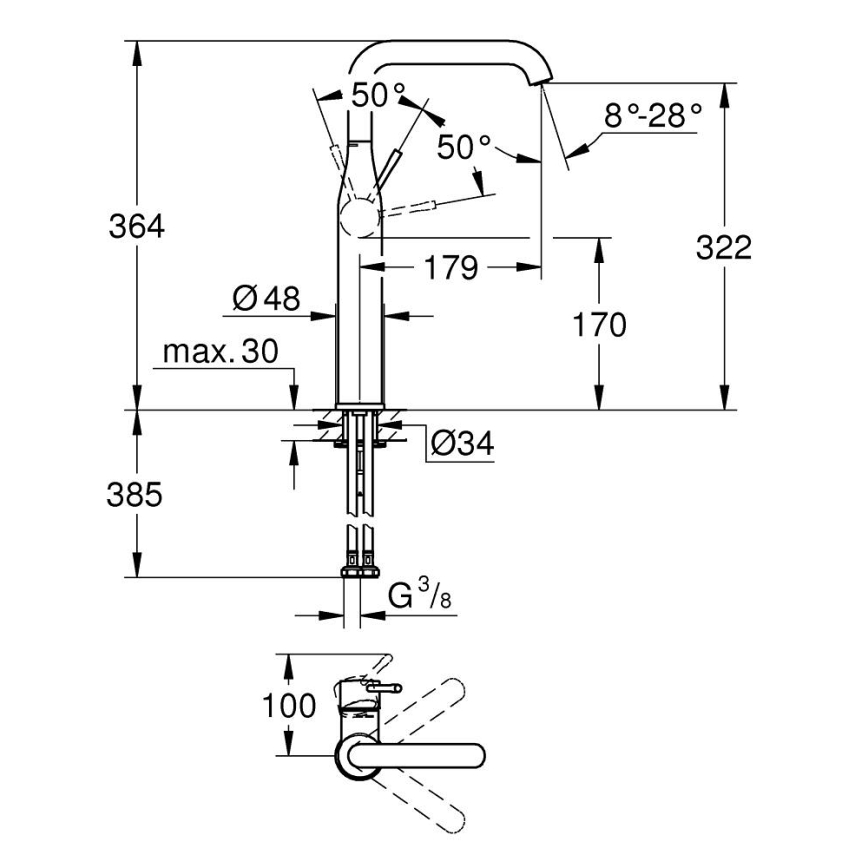 GROHE 32901GL1 - Umyvadlová baterie ESSENCE XL zlatá