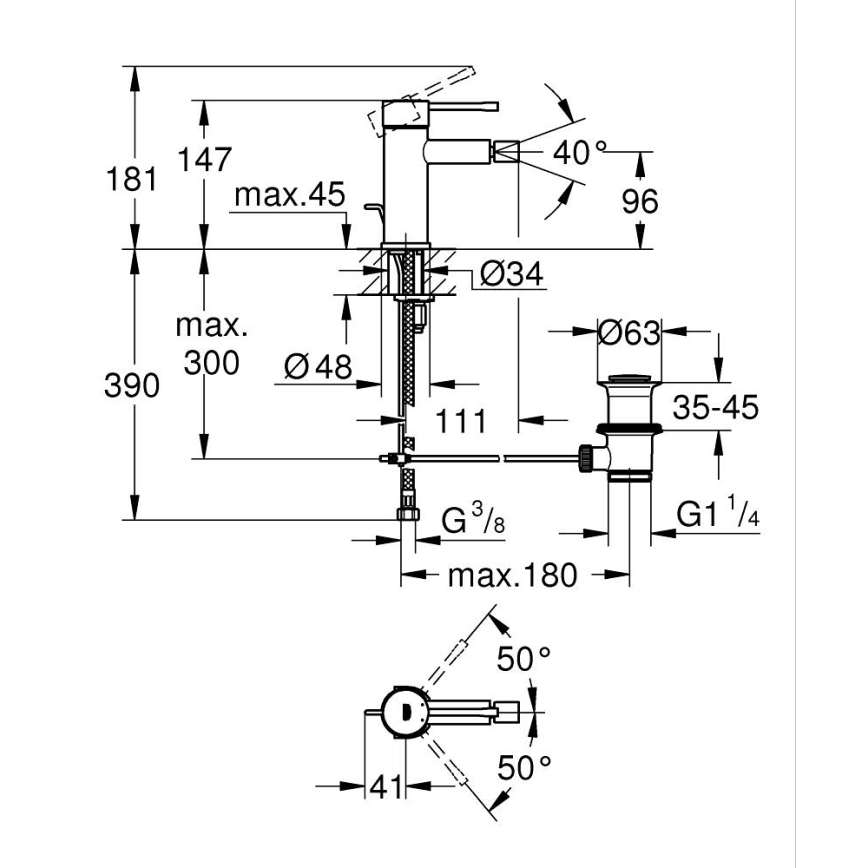 GROHE 32935001 - Bidetová baterie ESSENCE DN 15 lesklý chrom
