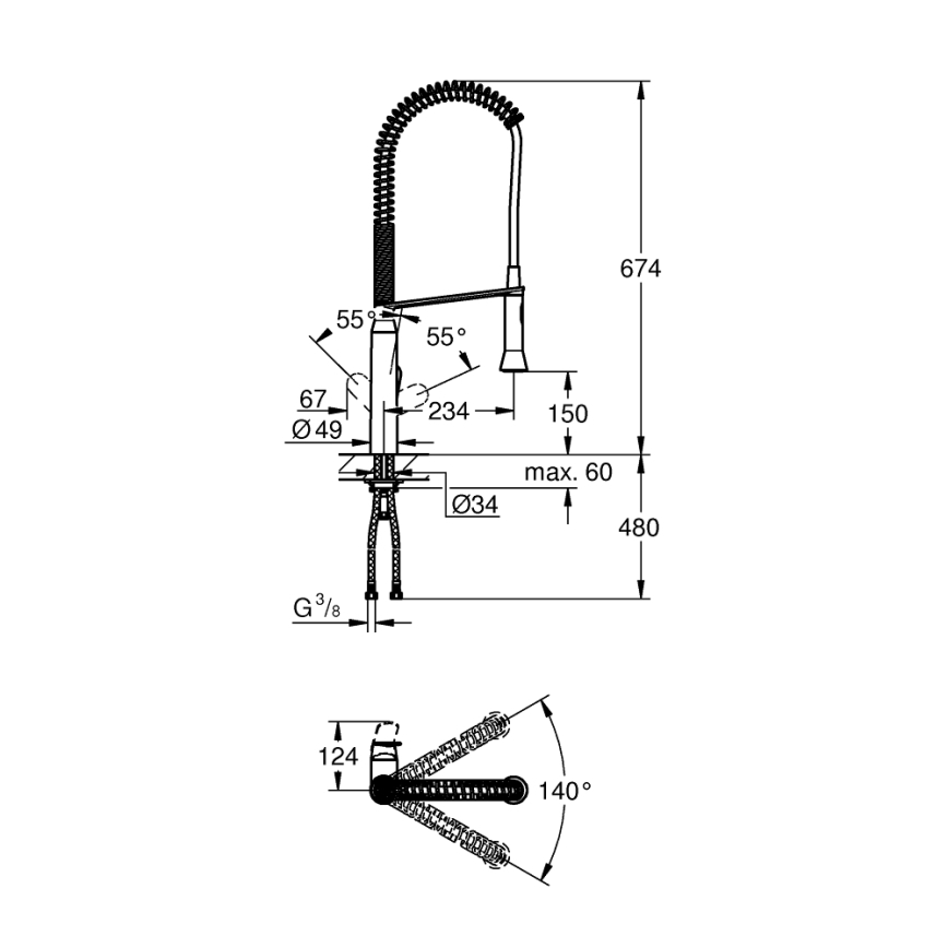 GROHE 32950000 - Dřezová baterie K7 lesklý chrom