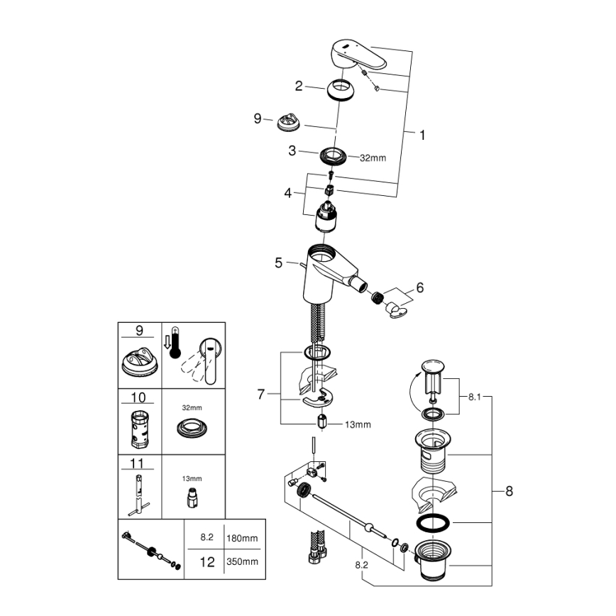 GROHE 33244002 - Bidetová baterie EURODISC COSMOPOLITAN DN 15 lesklý chrom