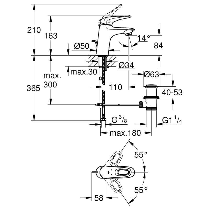 GROHE 33558LS3 - Umyvadlová baterie EUROSTYLE velikost S bílá