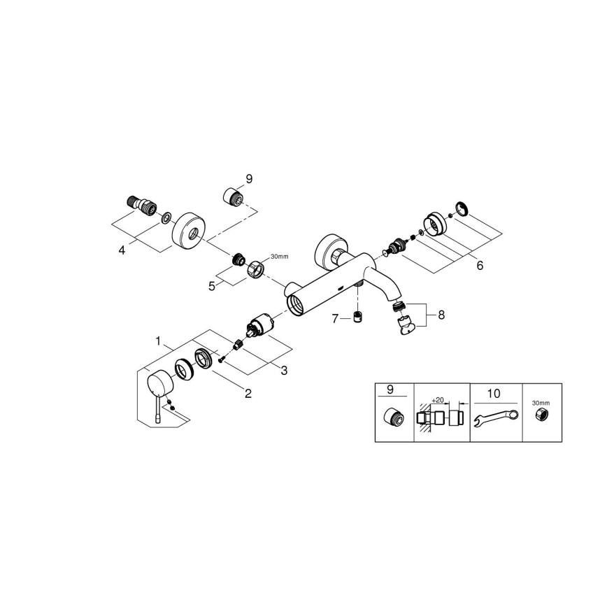 GROHE 33624001 - Vanová baterie ESSENCE 193 mm lesklý chrom