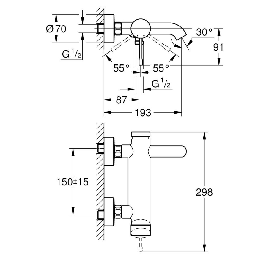 GROHE 33624GN1 - Vanová baterie ESSENCE 193 mm zlatá