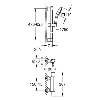GROHE 34237003 - Termostatická sprchová baterie PRECISION TREND 150 mm chrom