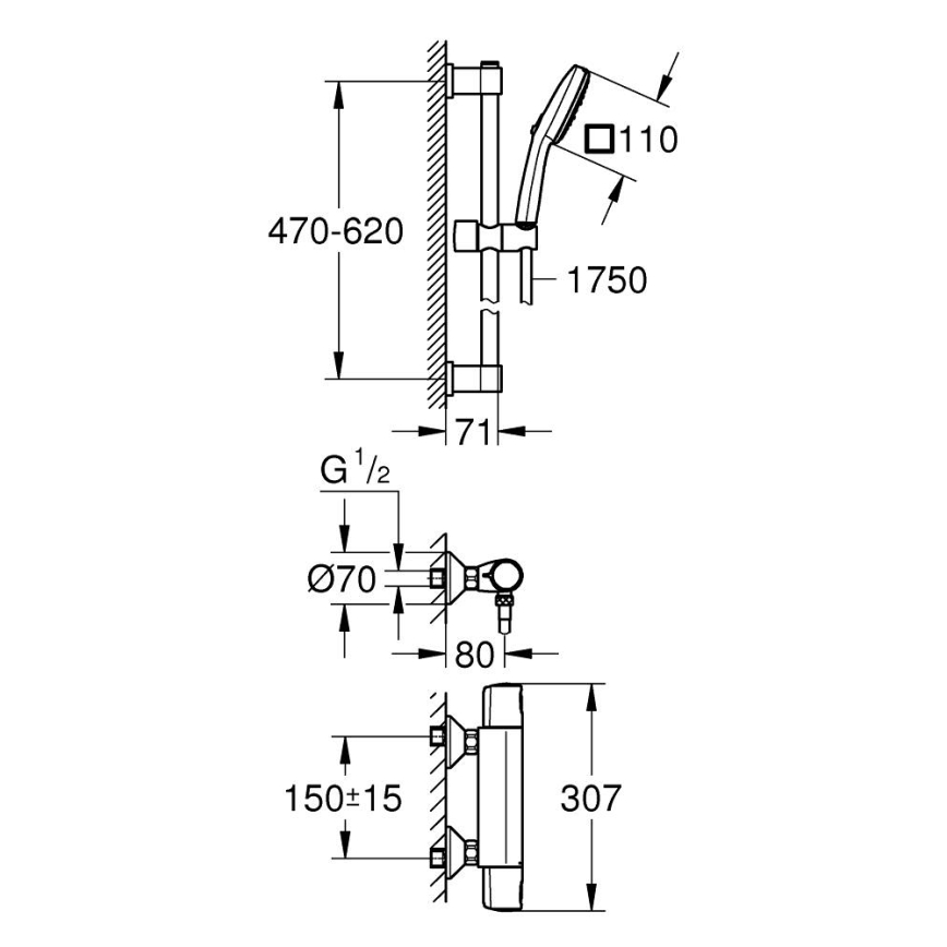 GROHE 34237003 - Termostatická sprchová baterie PRECISION TREND 150 mm chrom