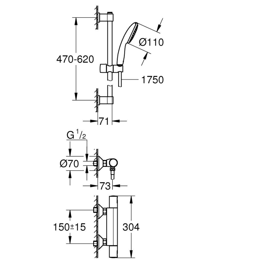 GROHE 34597001 - Termostatická sprchová baterie PRECISION START DN 15 chrom