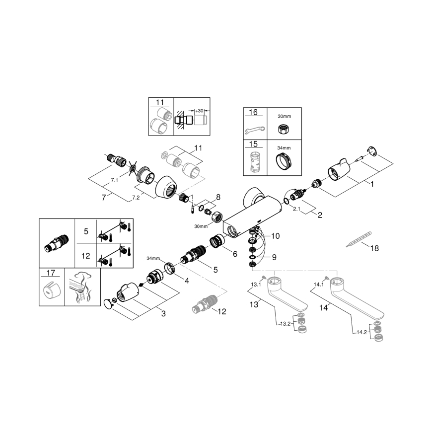 GROHE 34666000 - Termostatická lékařská baterie DN 15 lesklý chrom