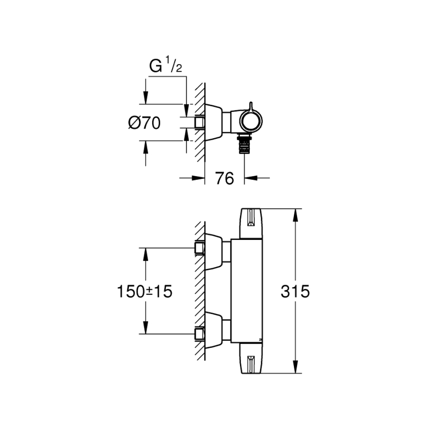GROHE 34666000 - Termostatická lékařská baterie DN 15 lesklý chrom