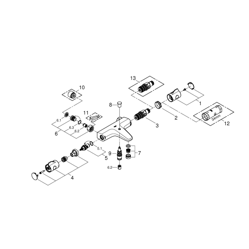 GROHE 34754000 - Termostatická vanová baterie GROHTHERM 800 DN 15 lesklý chrom