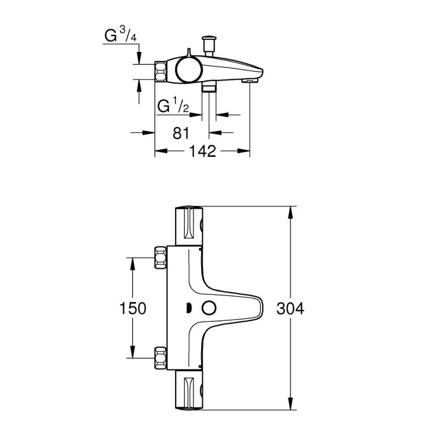 GROHE 34754000 - Termostatická vanová baterie GROHTHERM 800 DN 15 lesklý chrom