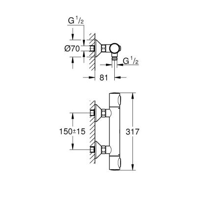 GROHE 34840000 - Termostatická sprchová baterie PRECISION DN 15 lesklý chrom