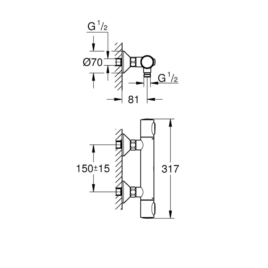 GROHE 34840000 - Termostatická sprchová baterie PRECISION DN 15 lesklý chrom