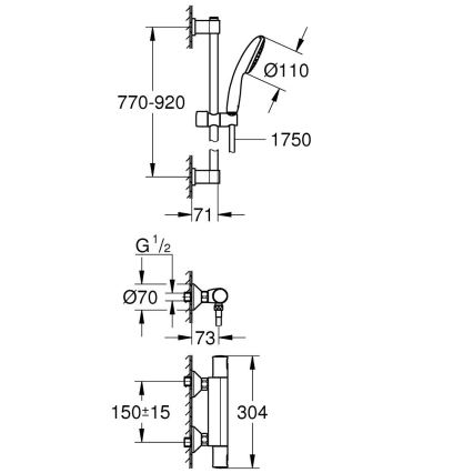 GROHE 34854001 - Termostatická sprchová baterie PRECISION START 900 mm chrom