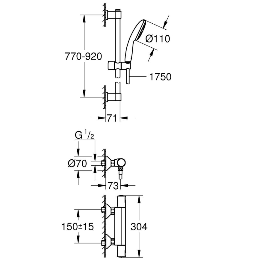 GROHE 34854001 - Termostatická sprchová baterie PRECISION START 900 mm chrom