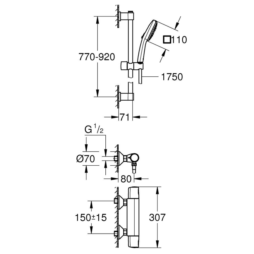 GROHE 34855003 - Termostatická sprchová baterie PRECISION TREND 150 mm chrom