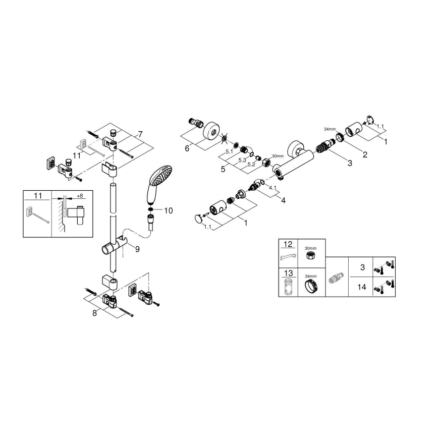 GROHE 34856000 - Termostatická sprchová baterie PRECISION GET 600 mm chrom